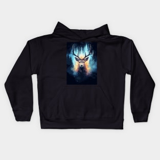 Deer Nature and Cosmos Galaxy Kids Hoodie